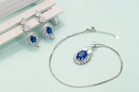 Luxurious Leaf Oval Copper Inlay Artificial Gemstones Women's Earrings Necklace main image 3
