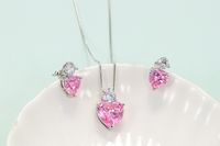 Sweet Heart Shape Copper Inlay Zircon Women's Earrings Necklace main image 3