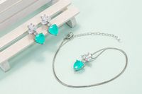 Elegant Heart Shape Copper Inlay Crystal Women's Earrings Necklace main image 2