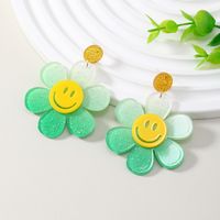 Wholesale Jewelry 1 Pair Cute Novelty Shiny Smiley Face Flower Arylic Earrings main image 2