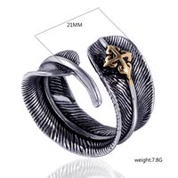 Vintage Style Feather Metal Plating Men's Open Ring main image 3