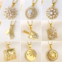 Stainless Steel Titanium Steel 18K Gold Plated Artistic Plating Inlay Geometric Circle Flower Zircon Pendant Necklace main image 1