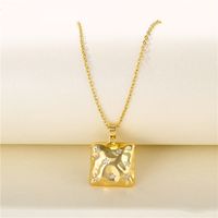 Stainless Steel Titanium Steel 18K Gold Plated Artistic Plating Inlay Geometric Circle Flower Zircon Pendant Necklace sku image 2