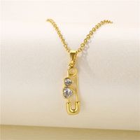 Stainless Steel Titanium Steel 18K Gold Plated Artistic Plating Inlay Geometric Circle Flower Zircon Pendant Necklace main image 5