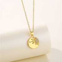 Stainless Steel Titanium Steel 18K Gold Plated Artistic Plating Inlay Geometric Circle Flower Zircon Pendant Necklace main image 2