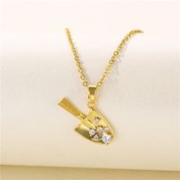 Stainless Steel Titanium Steel 18K Gold Plated Artistic Plating Inlay Geometric Circle Flower Zircon Pendant Necklace main image 12