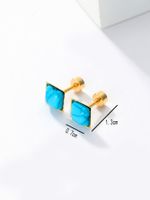 1 Pair Fashion Square Plating Inlay Stainless Steel Turquoise 18K Gold Plated Ear Studs main image 4