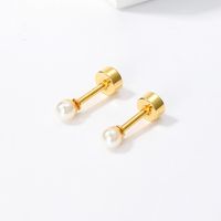 1 Paire Style Simple Rond Placage Incruster Acier Inoxydable Perles Artificielles Plaqué Or 18K Boucles D'Oreilles sku image 1