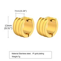 1 Pair Elegant Round Square Stripe Plating Inlay 304 Stainless Steel Zircon 18K Gold Plated Hoop Earrings sku image 2