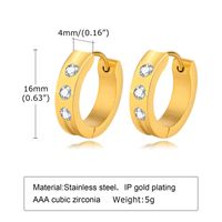 1 Pair Elegant Round Square Stripe Plating Inlay 304 Stainless Steel Zircon 18K Gold Plated Hoop Earrings sku image 5