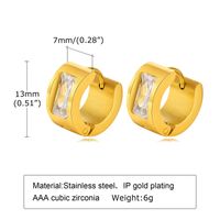 1 Pair Elegant Round Square Stripe Plating Inlay 304 Stainless Steel Zircon 18K Gold Plated Hoop Earrings sku image 4