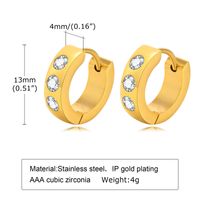 1 Pair Elegant Round Square Stripe Plating Inlay 304 Stainless Steel Zircon 18K Gold Plated Hoop Earrings sku image 3