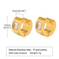 1 Pair Elegant Round Square Stripe Plating Inlay 304 Stainless Steel Zircon 18K Gold Plated Hoop Earrings sku image 1