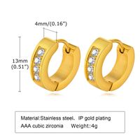 1 Pair Elegant Round Square Stripe Plating Inlay 304 Stainless Steel Zircon 18K Gold Plated Hoop Earrings sku image 6