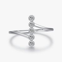 Elegant Geometric Sterling Silver Plating Inlay Zircon Rhodium Plated Rings sku image 4