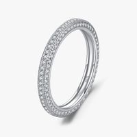 Ins Style Round Sterling Silver Plating Inlay Zircon Rhodium Plated Rings sku image 1
