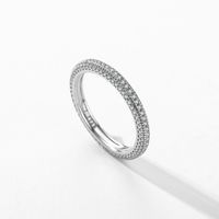 Ins Style Round Sterling Silver Plating Inlay Zircon Rhodium Plated Rings main image 2