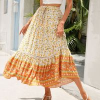 Summer Casual Flower Spandex Midi Dress Skirts main image 3