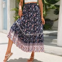 Summer Casual Flower Spandex Midi Dress Skirts main image 4