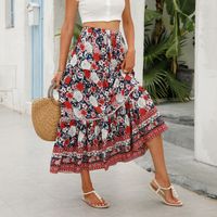 Summer Casual Flower Spandex Midi Dress Skirts main image 5