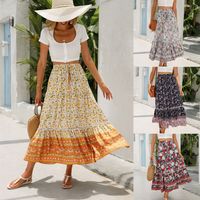 Summer Casual Flower Spandex Midi Dress Skirts main image 1