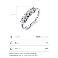 Ins Style Heart Shape Sterling Silver Plating Inlay Zircon Rhodium Plated Rings main image 4