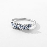 Ins Style Heart Shape Sterling Silver Plating Inlay Zircon Rhodium Plated Rings main image 2