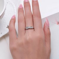 Ins Style Heart Shape Sterling Silver Plating Inlay Zircon Rhodium Plated Rings main image 6