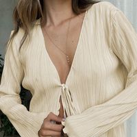 Women's Cardigan Long Sleeve Blouses Patchwork Elegant Solid Color main image 2