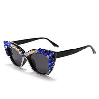 Luxurious Geometric Pc Cat Eye Diamond Full Frame Women's Sunglasses sku image 2