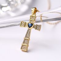 Ins Style Cross Copper Plating Inlay Zircon 18k Gold Plated Pendant Necklace main image 4