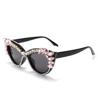 Luxurious Geometric Pc Cat Eye Diamond Full Frame Women's Sunglasses sku image 7