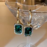 Wholesale Jewelry 1 Pair Glam Rectangle Alloy Rhinestones Drop Earrings sku image 1