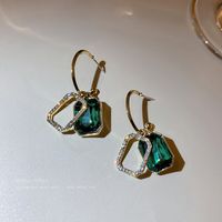 Wholesale Jewelry 1 Pair Glam Rectangle Alloy Rhinestones Drop Earrings main image 3