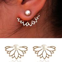 Wholesale Jewelry 1 Pair Simple Style Flower Alloy Artificial Pearls Rhinestones Ear Studs main image 5
