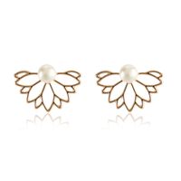 Wholesale Jewelry 1 Pair Simple Style Flower Alloy Artificial Pearls Rhinestones Ear Studs sku image 7