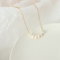 Glam Lady Geometric Titanium Steel Plating Inlay Freshwater Pearl 18k Gold Plated Necklace main image 1