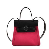 Women's All Seasons Pu Leather Canvas Color Block Classic Style Square Flip Cover Handbag sku image 2