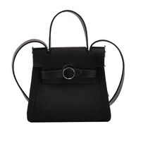 Women's All Seasons Pu Leather Canvas Color Block Classic Style Square Flip Cover Handbag sku image 6