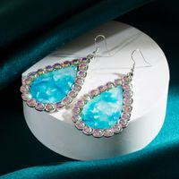 1 Paire Élégant Les Gouttelettes D'eau Placage Incruster Alliage Résine Strass Plaqué Argent Crochet D'oreille sku image 2