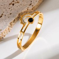 Ins Style Round Sun Stainless Steel Enamel Plating Inlay Zircon Gold Plated Bangle main image 4