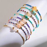 Bohemian Round Stainless Steel Beaded Natural Stone Plating Gold Plated Bracelets main image 1