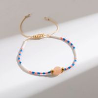 Bohemian Round Stainless Steel Beaded Natural Stone Plating Gold Plated Bracelets sku image 3