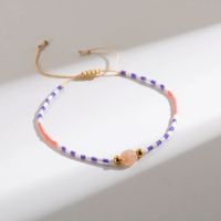 Bohemian Round Stainless Steel Beaded Natural Stone Plating Gold Plated Bracelets sku image 4