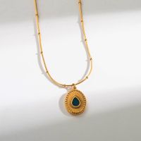 Ins Style Oval Heart Shape Stainless Steel Plating Inlay Zircon 14k Gold Plated Pendant Necklace sku image 1
