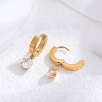 1 Pair Classic Style Cross Round Butterfly Plating Titanium Steel 24k Gold Plated Drop Earrings main image 8