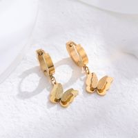 1 Pair Classic Style Cross Round Butterfly Plating Titanium Steel 24k Gold Plated Drop Earrings sku image 3