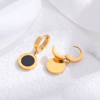 1 Pair Classic Style Cross Round Butterfly Plating Titanium Steel 24k Gold Plated Drop Earrings main image 3