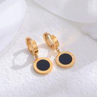 1 Pair Classic Style Cross Round Butterfly Plating Titanium Steel 24k Gold Plated Drop Earrings sku image 1