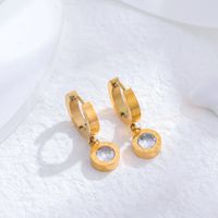 1 Pair Classic Style Cross Round Butterfly Plating Titanium Steel 24k Gold Plated Drop Earrings sku image 5